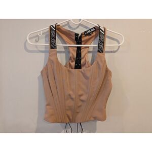 I AM GIA Corset Siobhan Tan Brown Tank Top Racerback Y2K Street Tie Up XS